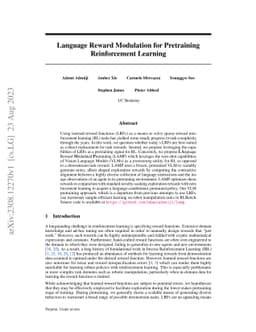 Language Reward Modulation for Pretraining Reinforcement Learning