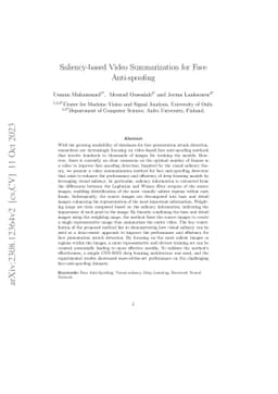Saliency-based Video Summarization for Face Anti-spoofing