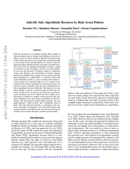 SafeAR: Safe Algorithmic Recourse by Risk-Aware Policies