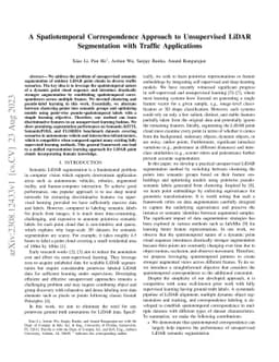 A Spatiotemporal Correspondence Approach to Unsupervised LiDAR
  Segmentation with Traffic Applications