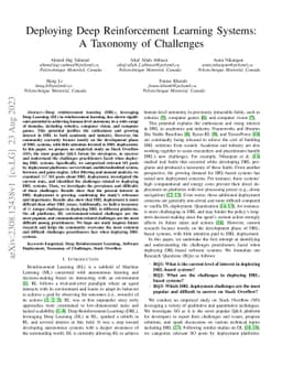 Deploying Deep Reinforcement Learning Systems: A Taxonomy of Challenges