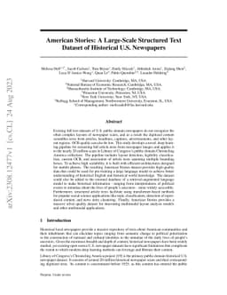 American Stories: A Large-Scale Structured Text Dataset of Historical
  U.S. Newspapers