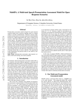 MultiPA: A Multi-task Speech Pronunciation Assessment Model for Open
  Response Scenarios