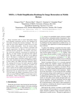 MOFA: A Model Simplification Roadmap for Image Restoration on Mobile
  Devices
