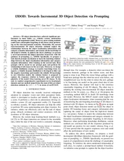 I3DOD: Towards Incremental 3D Object Detection via Prompting
