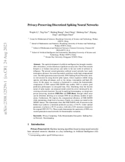 Privacy-Preserving Discretized Spiking Neural Networks