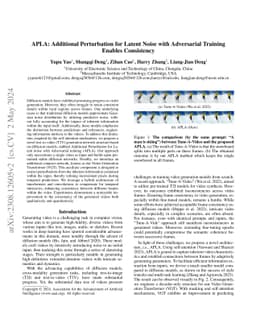 APLA: Additional Perturbation for Latent Noise with Adversarial Training
  Enables Consistency