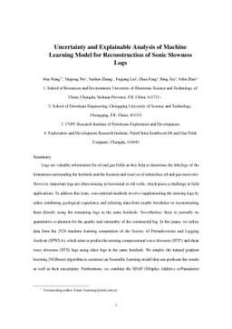 Uncertainty and Explainable Analysis of Machine Learning Model for
  Reconstruction of Sonic Slowness Logs