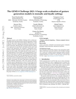 The GENEA Challenge 2023: A large scale evaluation of gesture generation
  models in monadic and dyadic settings