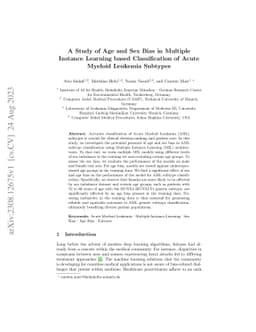 A Study of Age and Sex Bias in Multiple Instance Learning based
  Classification of Acute Myeloid Leukemia Subtypes