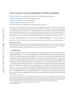On the Consistency of Average Embeddings for Item Recommendation