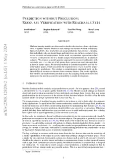 Prediction without Preclusion: Recourse Verification with Reachable Sets