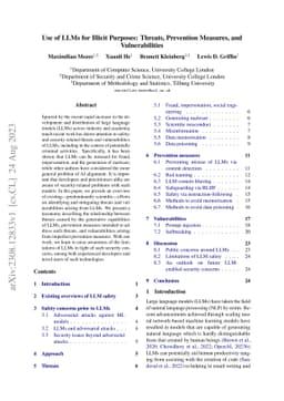 Use of LLMs for Illicit Purposes: Threats, Prevention Measures, and
  Vulnerabilities