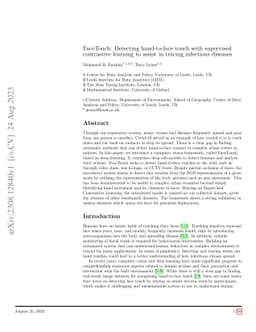 FaceTouch: Detecting hand-to-face touch with supervised contrastive
  learning to assist in tracing infectious disease