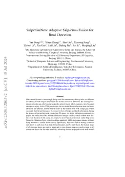 SkipcrossNets: Adaptive Skip-cross Fusion for Road Detection