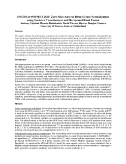 DS4DH at #SMM4H 2023: Zero-Shot Adverse Drug Events Normalization using
  Sentence Transformers and Reciprocal-Rank Fusion