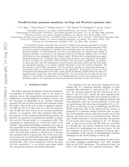 Parallel-in-time quantum simulation via Page and Wootters quantum time