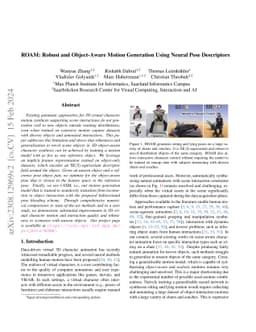 ROAM: Robust and Object-Aware Motion Generation Using Neural Pose
  Descriptors