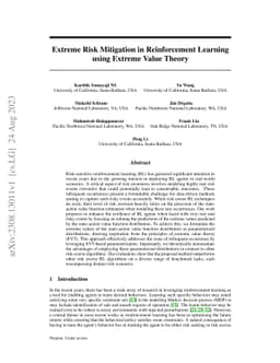 Extreme Risk Mitigation in Reinforcement Learning using Extreme Value
  Theory