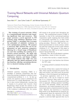 Training Neural Networks with Universal Adiabatic Quantum Computing