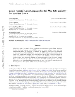Causal Parrots: Large Language Models May Talk Causality But Are Not
  Causal