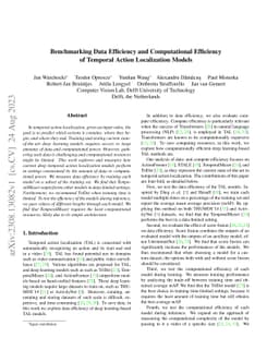 Benchmarking Data Efficiency and Computational Efficiency of Temporal
  Action Localization Models