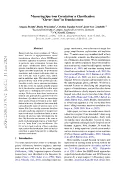 Measuring Spurious Correlation in Classification: 'Clever Hans' in
  Translationese