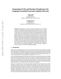 Integrating LLMs and Decision Transformers for Language Grounded
  Generative Quality-Diversity