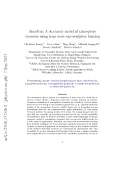 AtmoRep: A stochastic model of atmosphere dynamics using large scale
  representation learning