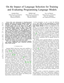 On the Impact of Language Selection for Training and Evaluating
  Programming Language Models