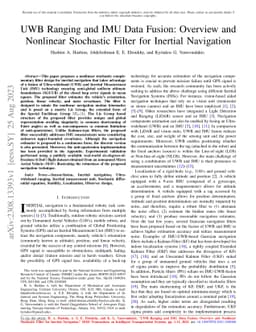 UWB Ranging and IMU Data Fusion: Overview and Nonlinear Stochastic
  Filter for Inertial Navigation