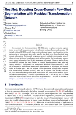 RestNet: Boosting Cross-Domain Few-Shot Segmentation with Residual
  Transformation Network