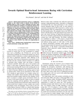 Towards Optimal Head-to-head Autonomous Racing with Curriculum
  Reinforcement Learning