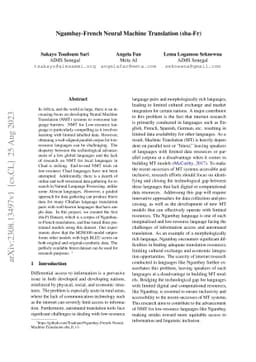 Ngambay-French Neural Machine Translation (sba-Fr)