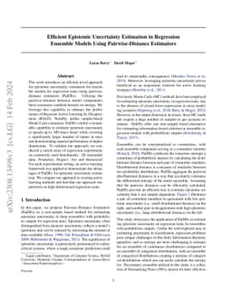 Efficient Epistemic Uncertainty Estimation in Regression Ensemble Models
  Using Pairwise-Distance Estimators