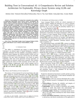 Building Trust in Conversational AI: A Comprehensive Review and Solution
  Architecture for Explainable, Privacy-Aware Systems using LLMs and Knowledge
  Graph
