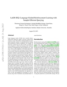 LaGR-SEQ: Language-Guided Reinforcement Learning with Sample-Efficient
  Querying