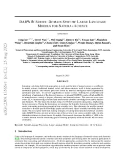 DARWIN Series: Domain Specific Large Language Models for Natural Science