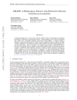 GRASP: A Rehearsal Policy for Efficient Online Continual Learning