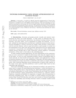 Network Embedding Using Sparse Approximations of Random Walks