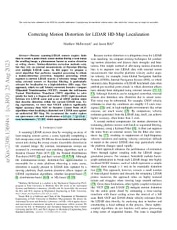 Correcting Motion Distortion for LIDAR HD-Map Localization