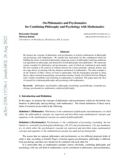 On Philomatics and Psychomatics for Combining Philosophy and Psychology
  with Mathematics