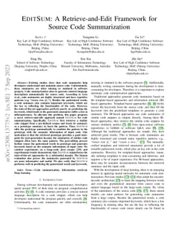 EditSum: A Retrieve-and-Edit Framework for Source Code Summarization