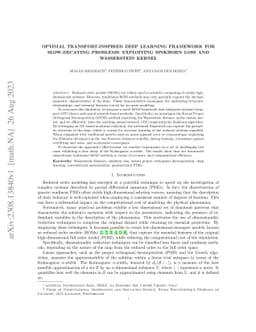 Optimal Transport-inspired Deep Learning Framework for Slow-Decaying Kolmogorov n-width Problems: Exploiting Sinkhorn Loss and Wasserstein Kernel