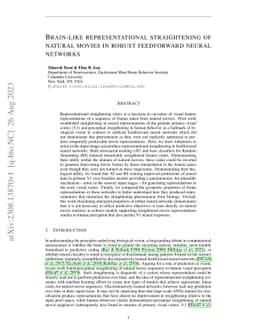 Brain-like representational straightening of natural movies in robust
  feedforward neural networks