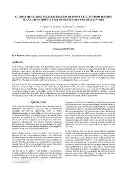 Automatic coarse co-registration of point clouds from diverse scan
  geometries: a test of detectors and descriptors