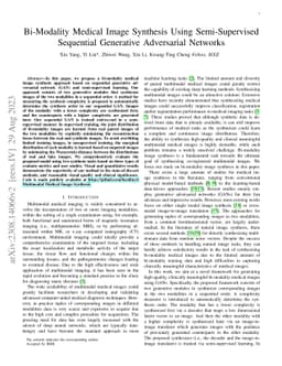 Bi-Modality Medical Image Synthesis Using Semi-Supervised Sequential
  Generative Adversarial Networks