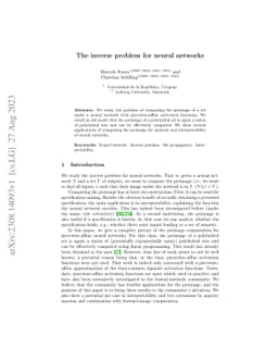 The inverse problem for neural networks