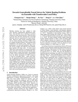 Towards Generalizable Neural Solvers for Vehicle Routing Problems via
  Ensemble with Transferrable Local Policy