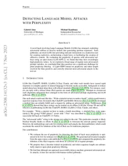 Detecting Language Model Attacks with Perplexity
